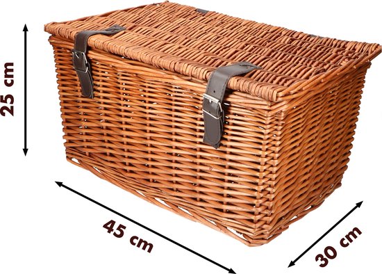 Bicycle Gear Wicker Bike Basket Front - Rattan Bike Basket Handlebar 30L - Baker Basket 45 x 30 x 25 cm - Fahrradzubehör Erwachsene - Fahrradkorb für Oma Bike, City Bike oder Transport Bike