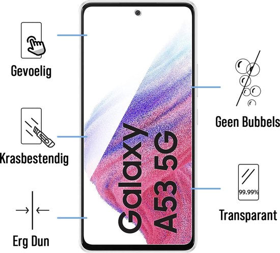 Podec Displayschutzfolie passend für Samsung Galaxy A53 - gehärtetes Schutzglas - transparent und kratzfest - gehärtetes Glas - 3 Stück