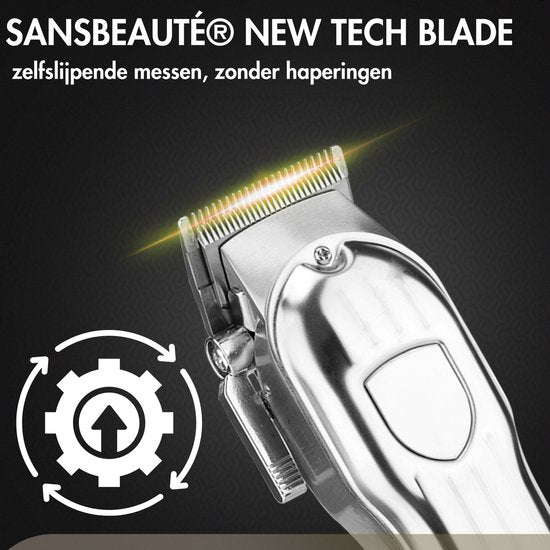 Professionelle kabellose Haarschneidemaschine + Barbiermantel - Haarschneidemaschine für Männer - Sansbeauté® - Cheveux Hair - Haartrimmer - Friseur-Haarschneidemaschine - Haarschneider - Barttrimmer - Trimmgerät - Barbier-Haarschneidemaschine - Barbier-T
