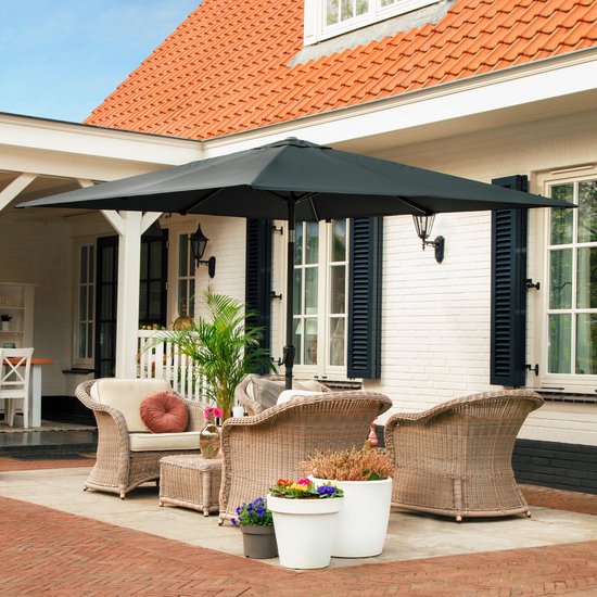 VONROC Premium Stick Sonnenschirm Rosolina - 280x280cm - Inkl. Schutzhülle - Quadratisch - Neigbar - UV-beständiges Tuch - Schwarz