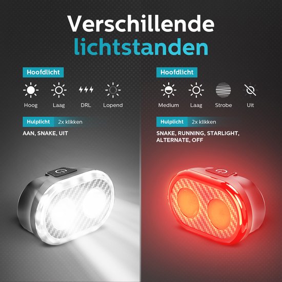 Inlustro Smart Bicycle Light Set - Rücklicht mit Bremssensor / Sattelhalterung - LED-Fahrradlicht rot und weiß - Fahrradlicht Scheinwerfer Vorderlicht - USB aufladbar / wasserdicht