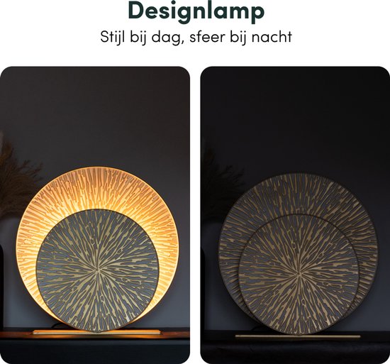 Nolt Tischlampe - Tischlampe Schlafzimmer - E27 Lampe Wohnzimmer - Industrial - ⌀ 40cm - Gold