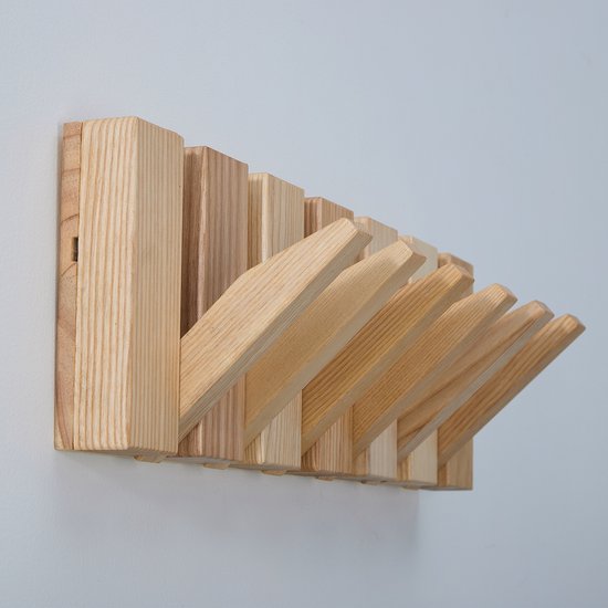 Urban State Wandgarderobe - Garderobenständer hängend - Eschenholz - 6 Haken - Piano Garderobe - Garderobenständer - handgefertigt