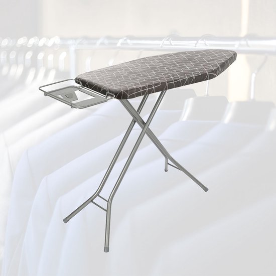 BRASQ Bügeltisch IB300 mit Bügeltischbezug und Halterung für Dampfgerät - 122x43 cm Bügelfläche - Höhenverstellbar - 7 Positionen - bis zu 100 cm