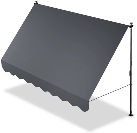 Vordach / Klemmmarkise mit Handkurbel - Balkonmarkise kapstadt - 300x120 cm - Grau
