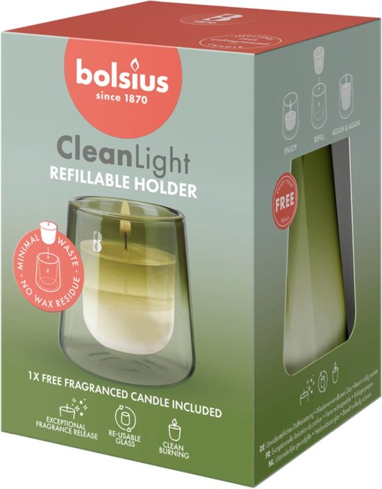 Bolsius Duftkerze „Clean Light“ Starter-Set Gardenie / Feige