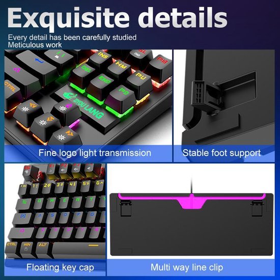 K2 RGB mechanische Gaming-Tastatur - Für Windows/Mac - 365 x 141 x 4 mm - Blauer Schalter