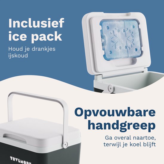 TRVLMORE Cool Box 7L - Kühlbox - Inklusive Kühlelement - Cool Box Small - Anthrazit