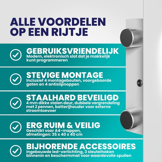 Deuba Safe - Elektronischer Doppelfüller Led 35x40x40cm 56l - Silber