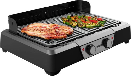 Princess BBQ Tischgrill 112254 - Schwarz - Einstellbarer Thermostat - Tisch-BBQ - Grillgerät - Große Backfläche - 2000W