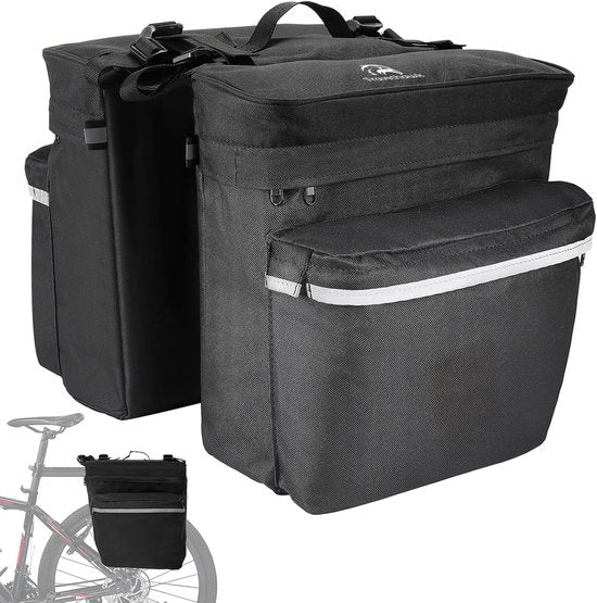 Travelhawk Fahrradtasche - Fahrradtasche Double - Wasserdichtes Material - 34L - Schwarz - 600D Polyester - Elektrofahrradtaschen