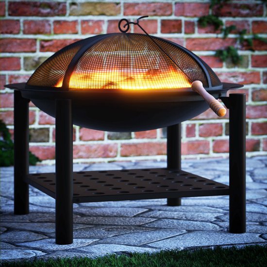 Gardebruk Feuerschale - Ø55cm Pfahl-Funkengitter-Deckel - Schwarz