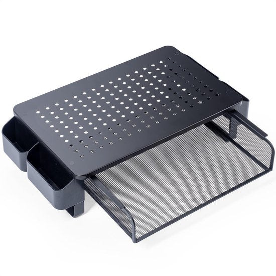 LifeGoods Monitorständer - Monitoraufsteller - Bildschirmaufsteller - Verstellbar - 37 x 23,5 x 10 cm - Metall - Schwarz