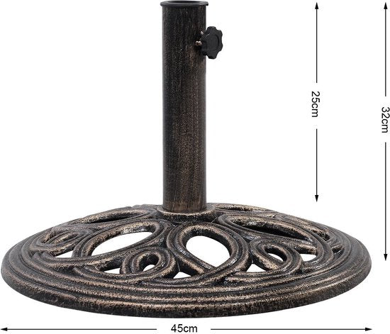 Coast Gusseisen Sonnenschirm Basis - Sonnenschirm Stand - 32 cm hoch - Bronze
