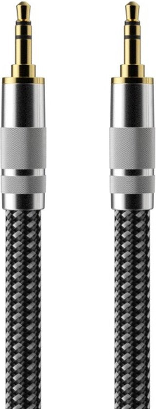Premium AUX-Kabel 3,5 mm - Nylon-Audiokabel - vergoldet - Stecker auf Stecker - Silber - 3 Meter