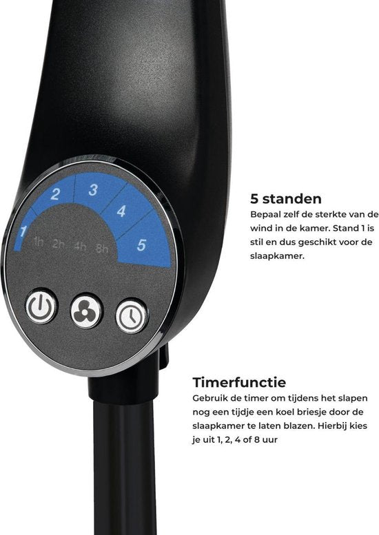 AirKing Stativ-Ventilator - Extra leise - Energieeffizient - 5 Geschwindigkeitsstufen - Schwarz