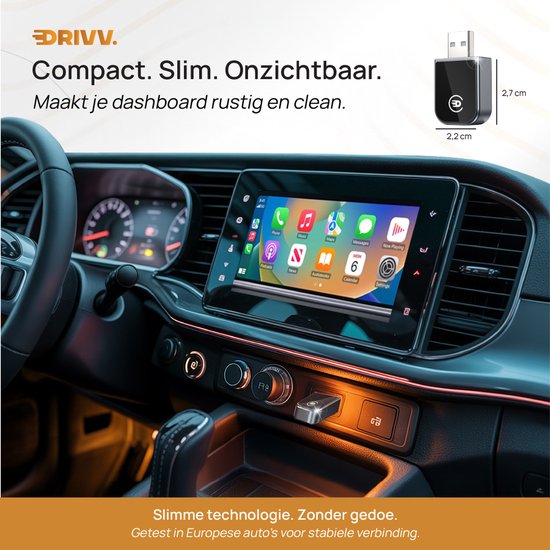 Drivv. 2-in-1 CarPlay Dongle - USB-C & USB-A Anschluss - Wireless CarPlay - Schwarz