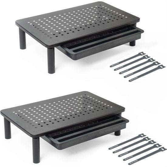 Auronic Monitorständer - Monitoraufsteller - Bildschirmaufsteller - 2 Stück - verstellbar - 37 x 23,5 x 10 cm - Metall - Schwarz