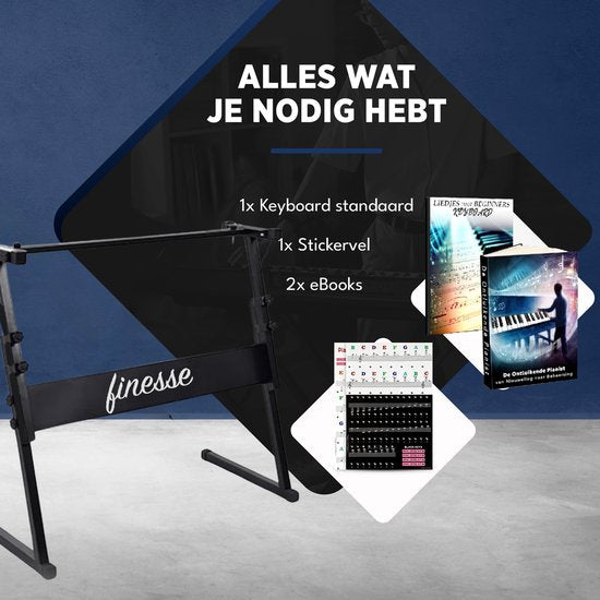 Finesse Keyboardständer - Verstellbar - Stativ - Klavierständer - Keyboardständer