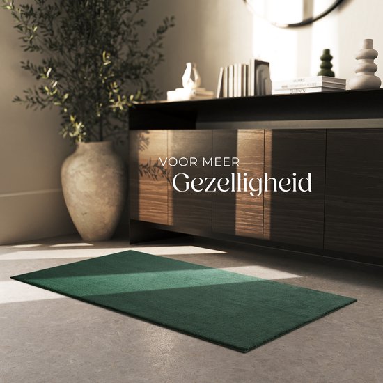 tectake® Kurzflorteppich - 80 x 150 cm - Grün - Teppich für Wohnzimmer, Schlafzimmer, Esszimmer - Pflegeleicht und waschbar - Rutschfeste Unterlage - Allergikerfreundlich - Verschiedene Größen und Farben