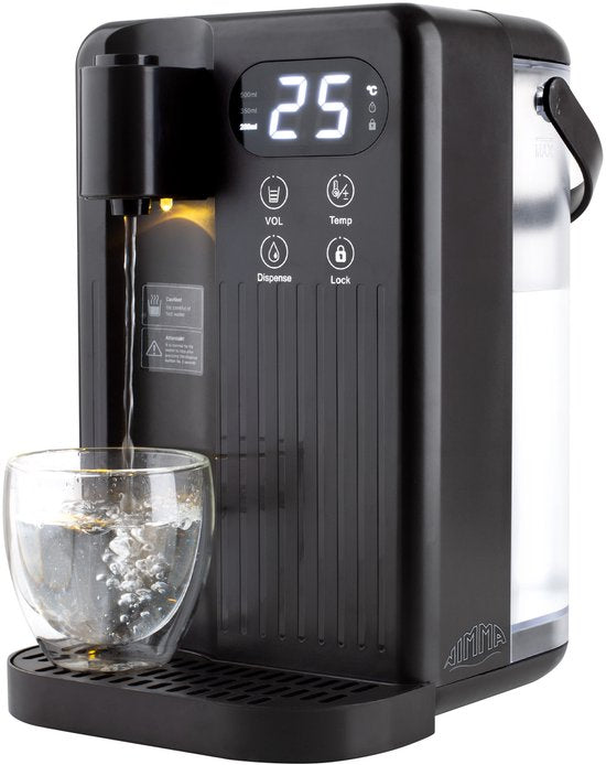 Nimma Heißwasserspender - 3 Liter - 40-100℃ - Heißwasserhahn - 200/350/500 ml - Wasserkocher - Schwarz