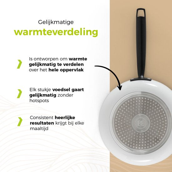 BE Living Essential Bratpfanne - Ø 28 cm - Keramik - PFAS-frei - Induktion - Weiß