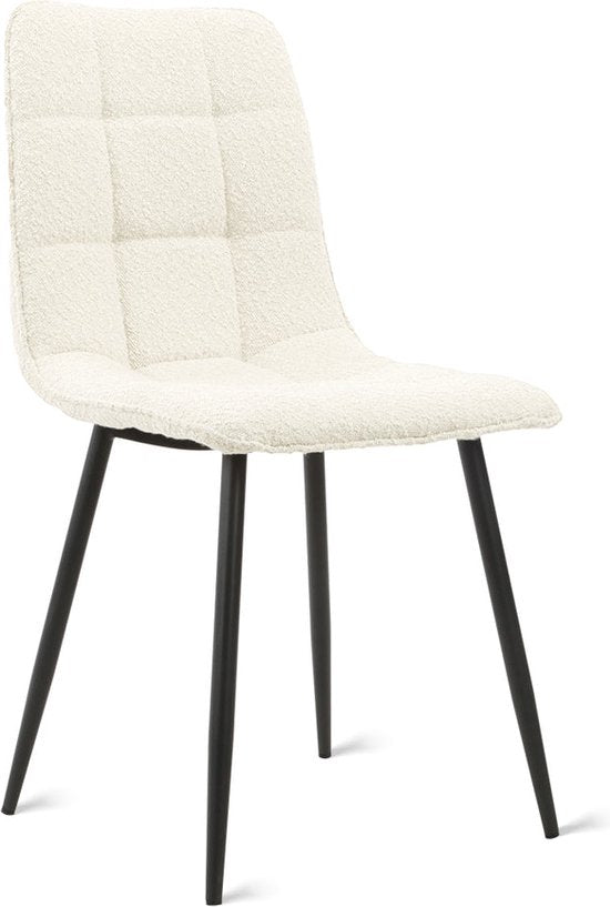 Multifurn - Esstischstuhl 'Yerevan' (Bouclé, Elfenbein, 2er Set)