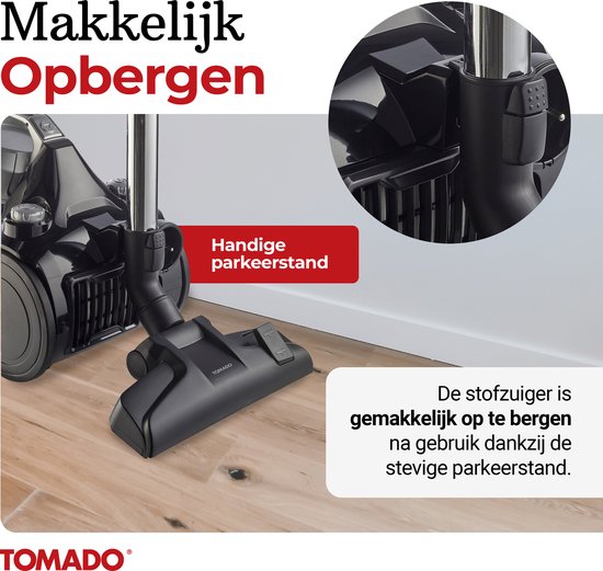 Tomado TVC2001B - Beutelloser Staubsauger - 2 Liter - Beutellos - HEPA 12-Filter - Leichtgewicht - Schwarz