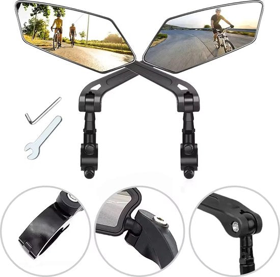 Garpex® 2er Set - Fahrradspiegel rechts und links - Rückspiegel Fahrrad - Fahrradspiegel ebike - Verstellbares Design