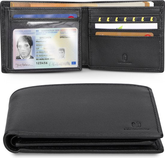Castagnola Leder Brieftasche - Brieftasche Herren mit Kartenfächern - ohne Münzfach - 12 Karten und 2 Geldscheinfächer - Anti Skimming und Hacking