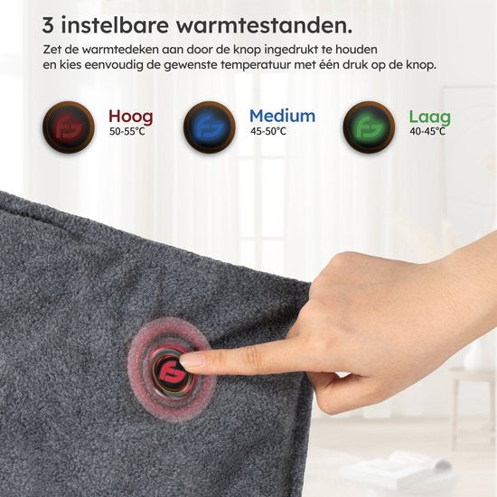 Wärmedecke - Infrarot - Kabellos - Stuhlwärmer - Wärmedecke Stuhl - Wärmedecke - 3 Einstellungen - 40x110 cm - Original Grey - Saaf Comfort