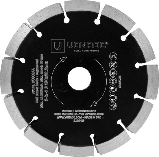 VONROC 3-in-1 Diamanttrennscheibe - 150x22.2mm - Für VONROC PRO Grabenfräse WC503AC