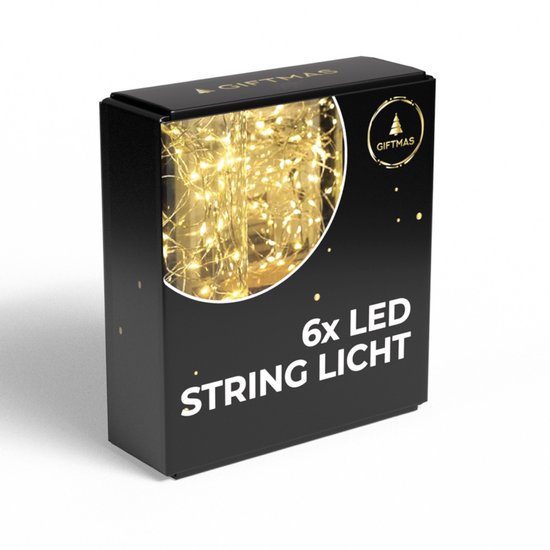 Giftmas Lichterketten - 6x2M LED Lichter - Lichter - Warmweiß - 72 Stunden Brenndauer - Weihnachtsdekorationen für drinnen und draußen - Weihnachtslichter