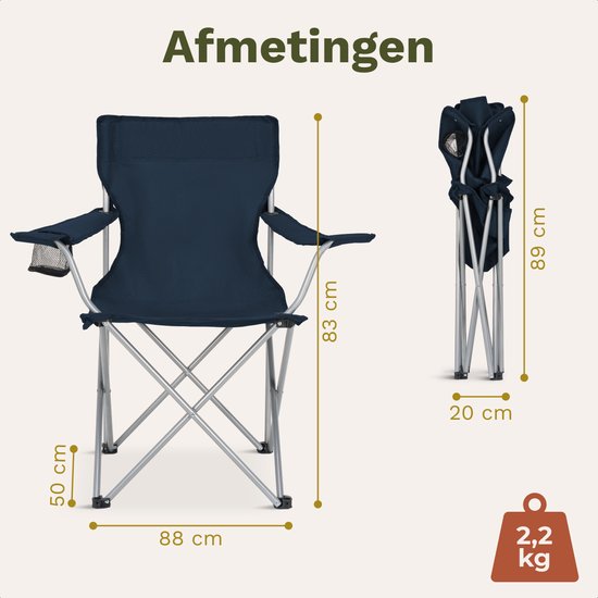 TRVLMORE Campingstuhl - faltbar - 120KG Tragkraft - Inkl. Tragetasche - Klappstuhl - Angelstuhl - Campingstuhl - Klappstuhl - Blau