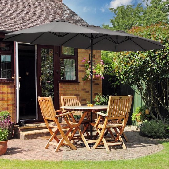 Kingsleeve Doppel-Sonnenschirm XXL - 460x270cm UV-Schutz - Anthrazit