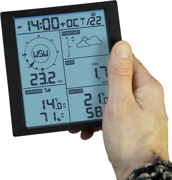 Alecto WS5200 - Professionelle WiFi-Wetterstation mit Außensensor - App-Steuerung - 6-in-1