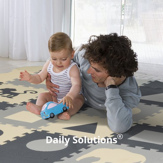 Puzzle Matte Baby - faltbare Schaumstoff Spielmatte - Baby Spielmatte - Grau