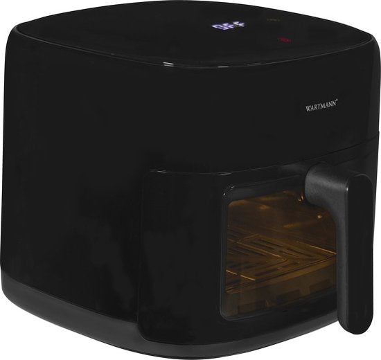 Wartmann Airfryer Compact - PFAS-freie Heißluftfritteuse mit Sichtfenster - 6 Liter - 10 Programme - 1500 Watt - Schwarz