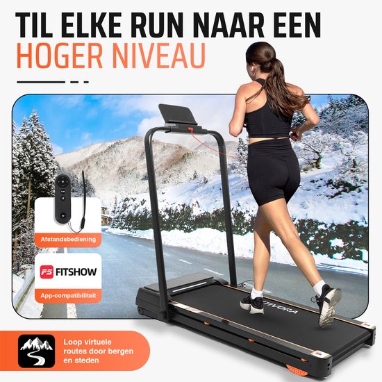 Laufband mit automatischer Steigung (8 %) – Automatische Steigung – Inklusive Anti-Rutsch-Matte und App – LED-Display – 1 bis 12 km/h – Zusammenklappbar – Walking-Pad – 8 % automatische Steigungsfunktion – Laufbänder für zu Hause – Walking-Band – Heimtrai