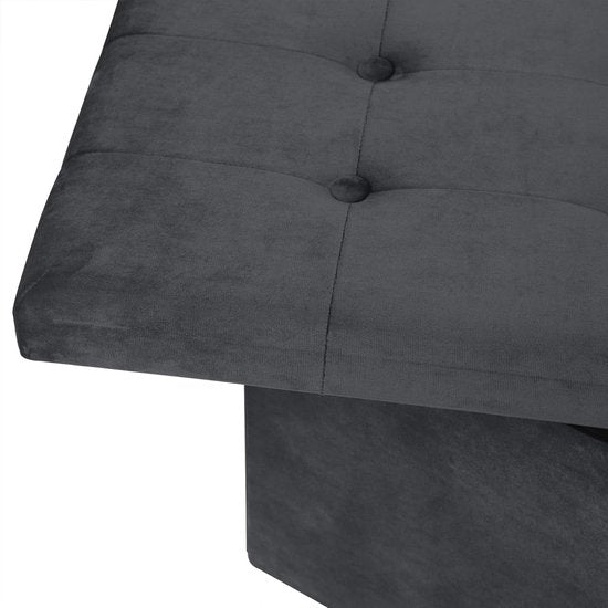 Fußhocker Aufbewahrung Bank Sitz Samt,Fußhocker Aufbewahrung Hocker faltbar 76x37.5x38cm,Grau SH70gr