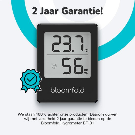 Bloomfold Hygrometer - Luftfeuchtigkeitsmesser - Digitale Wetterstation - Innenthermometer - inklusive Batterie