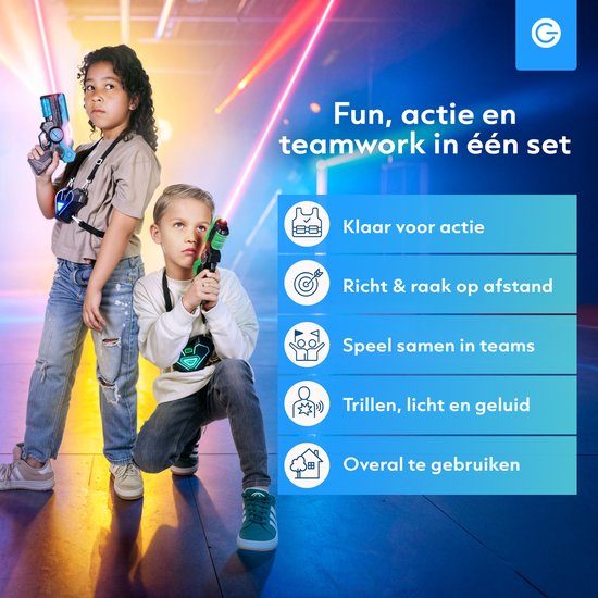 Silvergear Lasergame-Set für Kinder mit 2 Laserpistolen und 2 Westen – Interaktive Spielzeugpistole mit 15 m Reichweite – Schießspiel – Laser-Tag-Battle-Spielzeug für draußen – Geschenk für Jungen und Mädchen – 6, 7, 8, 9, 10, 11, 12, 13, 14, 15, 16 Jahre