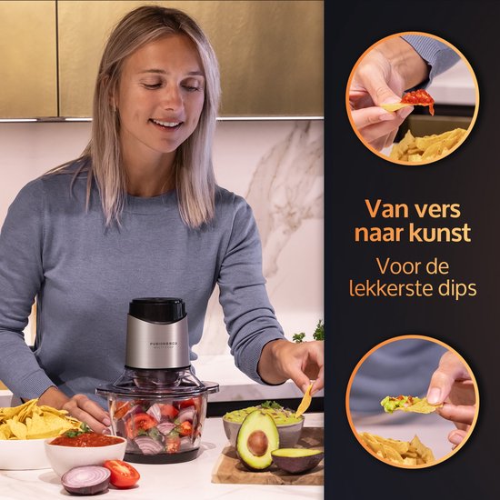 JAP Appliances Multi Chop + Expansion Pack - Zerkleinerer mit Glasschüssel 600ml - Eiszerkleinerer, Knoblauchschäler und Schneebesen - spülmaschinenfest - 400W