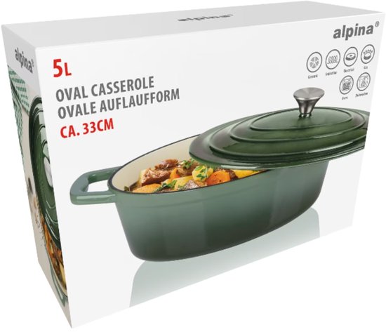 Alpina Bratpfanne 33 cm, Gusseisen, grün |8711252356082