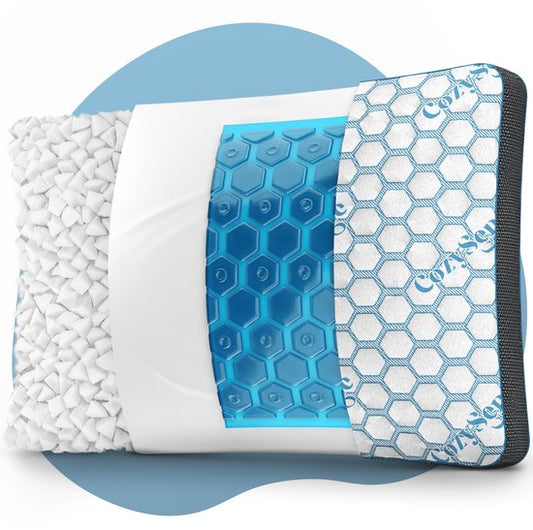 CozySense® PolarGel Pillow - Kissen gegen Nackenschmerzen - Schlafkissen - Coolgel Pad - füllbarer Memory Foam - Seitenschläfer, Rücken- und Bauchschläfer