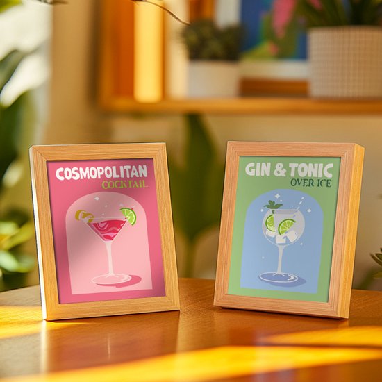 Rubye® Malen nach Zahlen Erwachsene - Gin Tonic - Cocktails - Inklusive Farbe und Pinsel - Leinwand Maltuch - Farbe nach Zahlen - Doppelset - 15x20cm