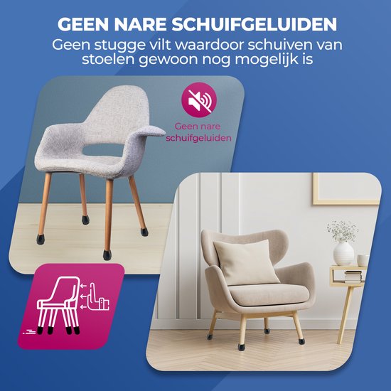 Roegaarden Stuhlbeinschoner Rund - Stuhlbeinkappen - Stuhlbeinfilze - 24 Stück - Schwarz - 17-21MM