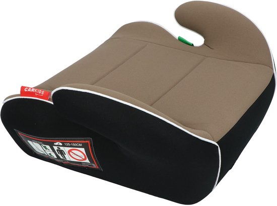 Carkids I-Size Sitzerhöhung Sam – Entspricht der Norm I-Size R-129 – Für Kinder von 125–150 cm – Abnehmbarer und waschbarer Bezug – Flexible Montage – Taupe/Schwarz