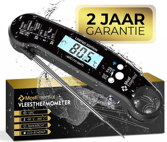 MostEssential Premium Fleischthermometer - BBQ-Thermometer - Schwarz