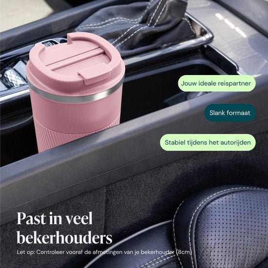 Castagnola Thermobecher – Kaffeebecher zum Mitnehmen – Reisebecher für Kaffee und Tee – Teebecher – 510 ml – Edelstahl – Rosa